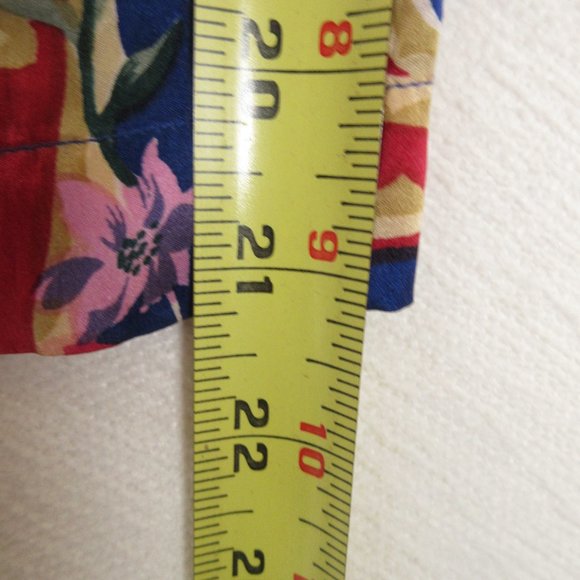 Vintage Robert Stock Red Pink Blue Printed Silk Pajama Top Size S Button Down - Picture 9 of 10